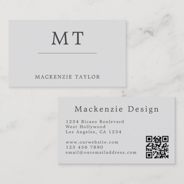 Modern Simple Elegant Professional with QR Code Business Card (Front/Back)