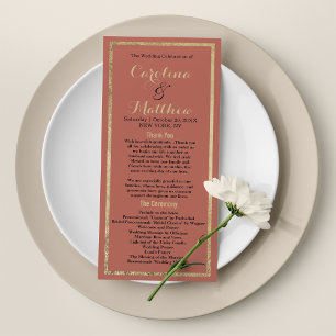 Modern simple elegant rosy peach gold Program Programme