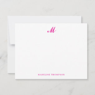 Modern Simple Elegant Script Magenta Pink Monogram Card
