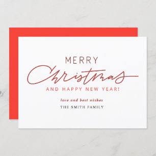Modern Simple Elegant Script merry Christmas Holiday Card