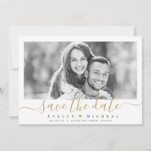Modern simple elegant script photo save the date invitation
