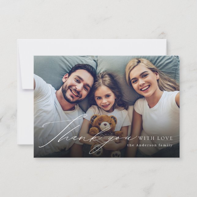 Modern simple elegant script photo thank you (Front)