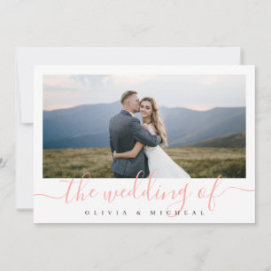 Modern simple elegant script photo wedding invitat invitation