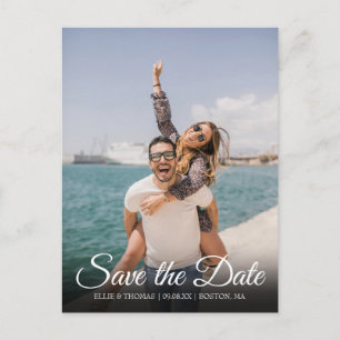 Modern Simple Elegant Script Save the Date Photo Postcard