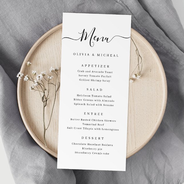 Modern simple elegant script wedding menu (Modern simple elegant script wedding menu)