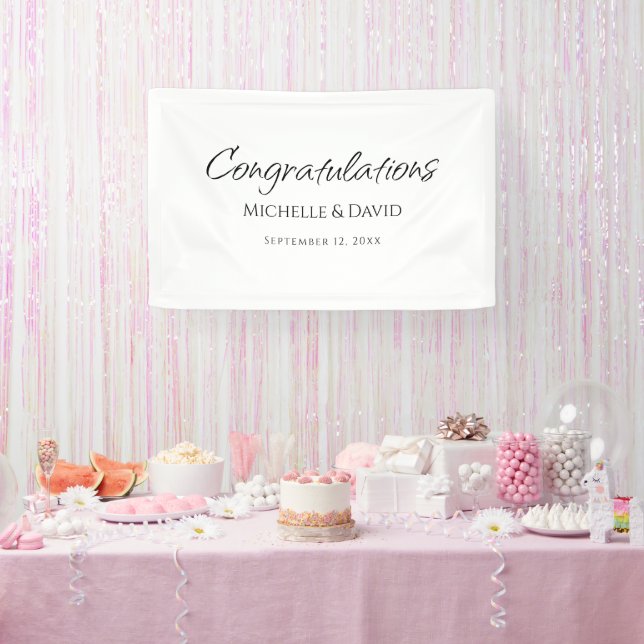 Modern Simple Elegant Script Wedding Reception  Banner (Party)