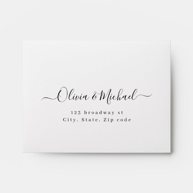 Modern simple elegant script wedding RSVP Envelope (Front)