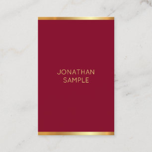 Modern Simple Elegant Template Burgundy Red & Gold Business Card