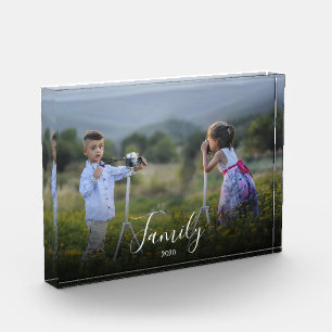 Modern simple elegant text overlay family photo block