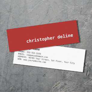 Modern Simple Elegant Texture Red Consultant Mini Business Card