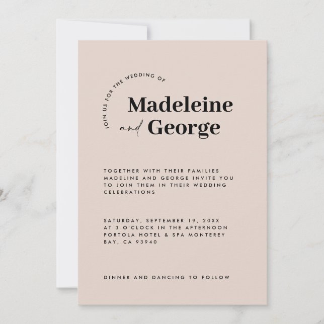 Modern simple elegant typography black and white save the date (Front)