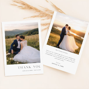 Modern Simple Elegant Typography Photo Wedding Thank You Card