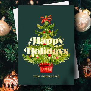 Modern Simple Elegant Watercolor Christmas Tree