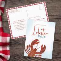 Modern Simple Elegant Watercolor Red Lobster Boil