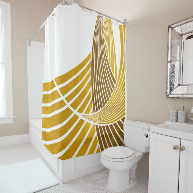 Modern, simple, elegant, waves, lines, stripes shower curtain (In Situ)