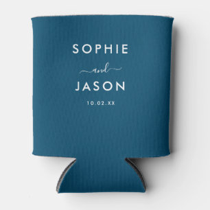 Modern Simple Elegant Wedding Script Personalised Can Cooler