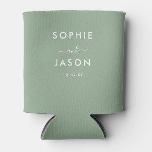 Modern Simple Elegant Wedding Script Personalized Can Cooler