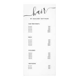 Modern Simple Elegant White Hair Salon Price List Rack Card