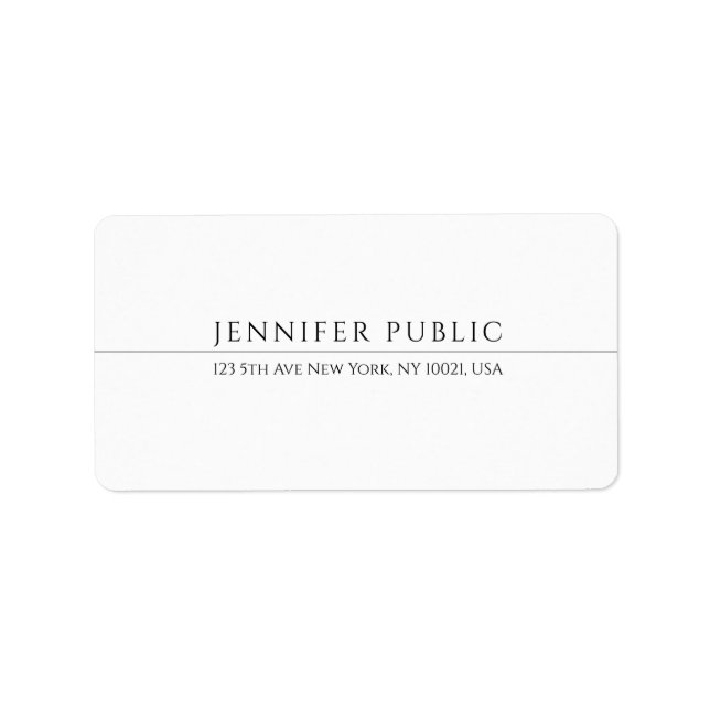 Modern Simple Elegant White Professional Template Label (Front)