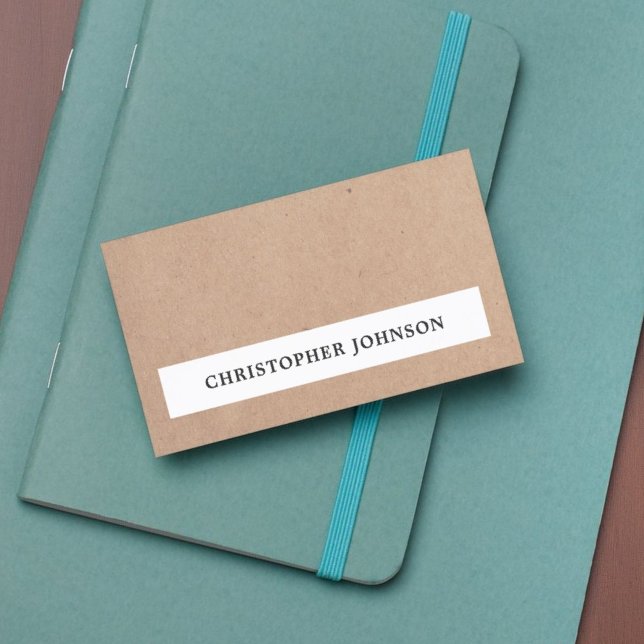 Modern Simple Elegant White Stripe Kraft Paper Business Card (Creator Uploaded)