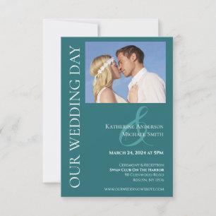 Modern Simple Emerald Green Photo Wedding- Invitation