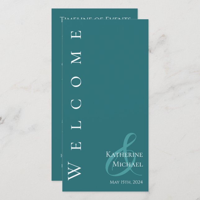 Modern Simple Emerald Green-Wedding Program- (Front/Back)