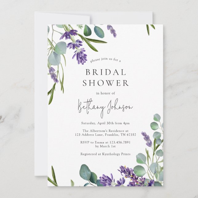 Modern Simple Eucalyptus Bridal Shower Invitation (Front)