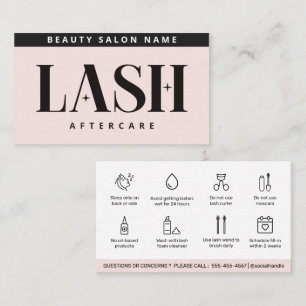 Modern Simple Eyelash Extensions Lash Aftercare Business Card