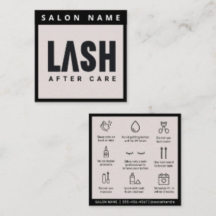 Modern Simple Eyelash Extensions Lash Aftercare Square Business Card