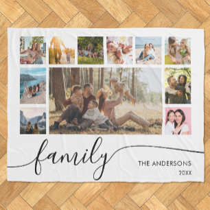Modern Simple Family Photo Collage Fleece Blanket