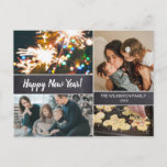 Modern Simple Family Photo Collage Happy New Years Holiday Postcard<br><div class="desc">Your beautiful family photos deserve to be shared during this time of year as you send warm wishes. Customise this modern New Years Cards collage design & personalise with your family greeting. "Happy New Year" on the front with  modern hand-lettering style typography. Customised just for you.</div>