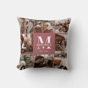 Modern Simple Family Photo Collage Keepsake Cushion