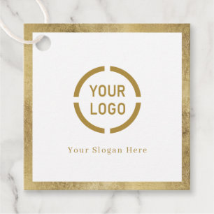 Modern simple faux gold border company logo  favour tags