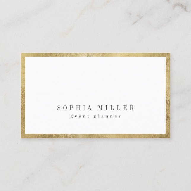 Modern simple faux gold border professional business card (Front)
