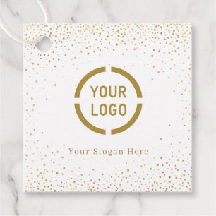 Modern simple faux gold glitter company logo favour tags