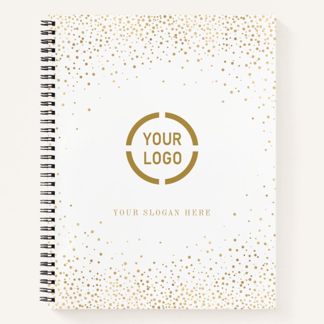 Modern simple faux gold glitter company logo notebook (Front)