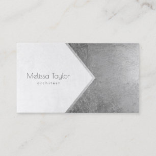 Modern simple faux silver foil white architect business card