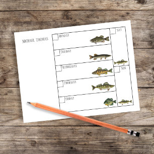 Modern Simple Fisherman Fish Weekly Calendar Notepad