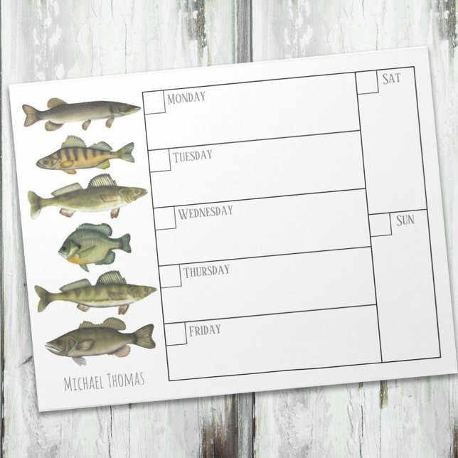 Modern Simple Fisherman Fish Weekly Calendar Notepad (Creator Uploaded)
