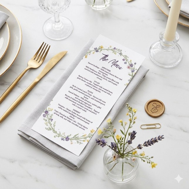 Modern simple Floral Boho Wedding Menu (Creator Uploaded)