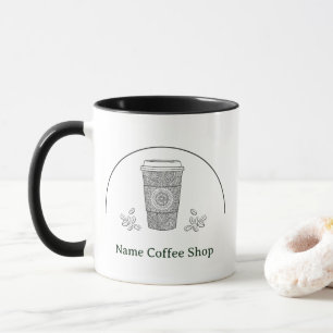 Modern simple Floral coffee Shop café Mug