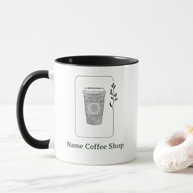Modern simple Floral coffee Shop café Mug (With Donut)