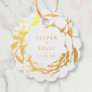Modern Simple Floral Elegant Gold Thank you Favour Tags