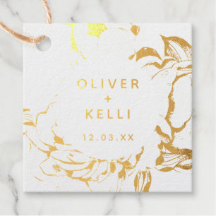 Modern Simple Floral Elegant Gold Thank you Favour Tags