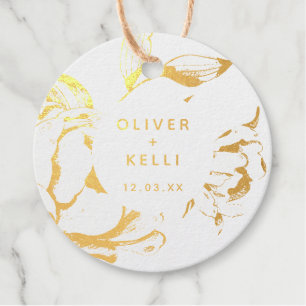 Modern Simple Floral Elegant Gold Thank you Favour Tags