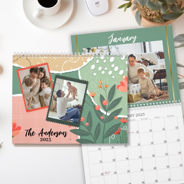 Modern simple floral family pictures 2025  calendar (Creator Uploaded)