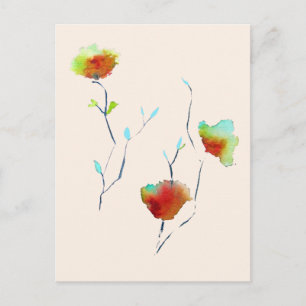 Modern simple floral flower Autumn art Postcard