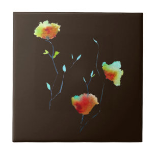 Modern simple floral flower Autumn art Tile