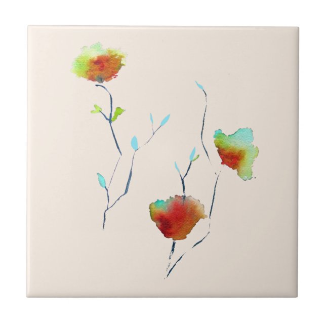 Modern simple floral flower Autumn art Tile (Front)