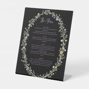 Modern Simple Floral Menu, Boho Pedestal Sign